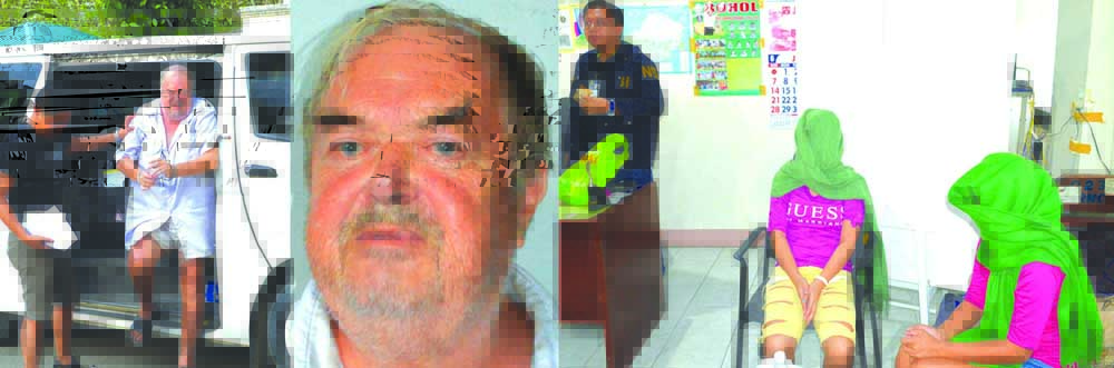 BUSTED. An operative of the National Bureau of Investigation (NBI) escorts former Belgian Mayor Prosper Slachmuylders, 76, as he alights from a van while two victims of his long time human trafficking operations are interrogated at the local NBI offices yesterday afternoon.