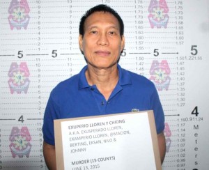FORMER REBEL. Former Jagna Mayor Exeperio Llloren arrested yesterday in connection with alleged killings during his stint with the Communist Party of the Phils./New People's Army (CPP-NPA) when he went underground after the declaration of Martial Law in 1972.
