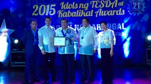 Relamapgos receiving the National Award, Legislative Partner Category during TESDA's 2015 Kabalikat Awards held at the Tesda Auditorium last August 25,2015. CRLR with Tesda Director General Joel Villanueva and other officials with Sec. Sonny Coloma, guest speaker during the affair.