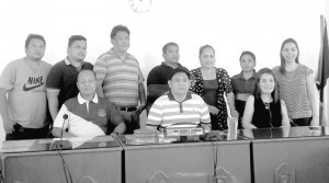 Clarin Mayor Allen Ray Piezas (center, seated) and Vice- Mayor Velden Aparicio (extreme right, seated) with the members of the Sangguniang Bayan. Photo by LPU