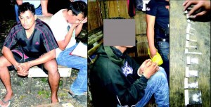 GOTCHA! In the left photo, suspected big-time pusher, Adelo Buli, finally ends up in handcuffs after falling into a buy-bust operation yesterday afternoon in Barangay Bolod, Panglao. In the right photo, is a companion of a suspected big-time drug runner in Bilar, arrested after trying to avoid a checkpoint in Barangay Quinoguitan, Loboc. He yielded a .38 caliber revolver, while the suspected drug runner driving the motorcycle, Anthony Jeson Anub, yielded seven grams of shabu with estimated value of P50,000.