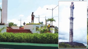 PRESIDENTIAL SHRINE. A massive face lift initiated by former MMDA Chairman Francis Tolentino of the lot surrounding the base of the monument of the late President Carlos P. Garcia that was once a garbage dump is now a source of pride for Boholanos traveling the stretch of Carlos P. Garcia Ave formerly C-5. Inset is the 6 foot bust of Garcia atop the 75 foot monument.