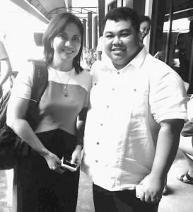 Benjie Oliva with Rep. Leni Robredo at the Tagbilaran Airport. Robredo was the guest of honor during the 119th birth anniversary of Pres. Carlos P. Garcia on Nov. 4. Contributed Photo