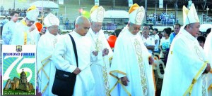 SIX BISHOPS. The launching of the Diamond Jubilee celebration of Diocese of Tagbilaran was graced by dios Pueblos; Surigao Bishop Antonieto Cabahug, Talibon Bishop Parcon and Bishop Leonardo Medroso as the main celebrant.