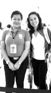 Police officer Melinda Mendez-Basalo with actress Maricel Laxa-Pangilinan at the Tagbilaran Airport.