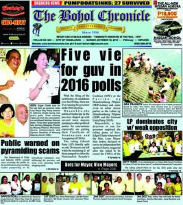 Bohol Chronicle issue shows the high political fever.