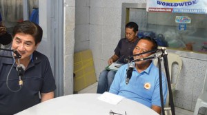 RADIO REACH, Opposition presidential bet Vice President Jejomar Binay and running mate Sen. Gringo Honasan beam their messages to the 1.2 million Boholanos during an exclusive radio interview yesterday over dyRD-AM  with Inyong Alagad co-anchor Chito Visarra.