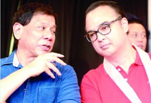 PRESIDENTIAL BET PDPLBN Rodrigo Duterte with running mate Alan Peter Cayetano.