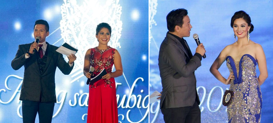 PAGEANT HOSTS: ABS CBN Cebu Nimrod Cabigas & Anyag sa Tubigon 2010 & Miss Bohol 2011 Farah Faye Mian. Your Roving Eye was invited to co- host the Anyag pageant specifically to handle the Q & A segments