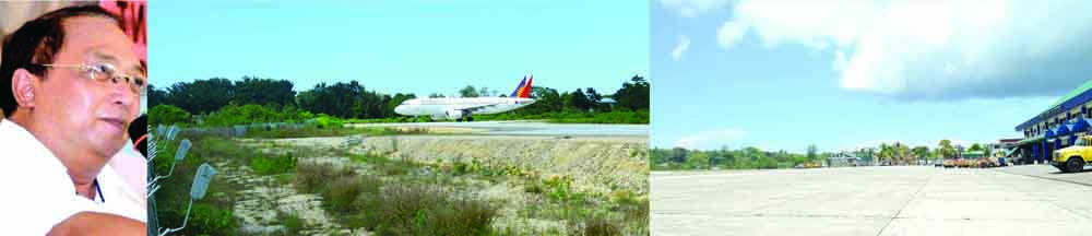 UPGRADE OF FLIGHTS. Governor Chatto (shown in left photo) reveals that future chartered flights will be possible at Civil Aviation Authority of the Philippines (CAAP) through PAL Airbus 320 from South Korea. Center photo shows actual touchdown of Philippine Airlines (PAL) Airbus 220 while right photo shows Tagbilaran City airport.