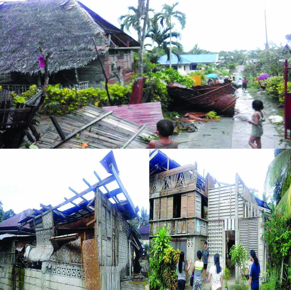 STRONG ENOUGH. Several rooftops of houses and some trees were uprooted when a mini tornado known as "ipo-ipo" hit 45 houses in barangays Poblacion, San Vicenter and San Roque in Baclayon town last Sunday at about 5:15 in the afternoon.
