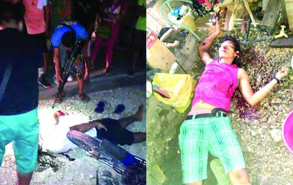 DAILY KILLINGS. The slain bodies of SPO1 Rolex Tamarra (left) and 25-year old suspected drug pusher Edgar Sarmiento of Mansasa district, this city killed in two separate incidents.